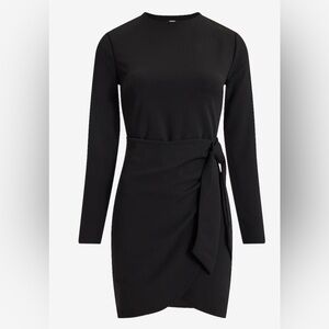 Express Black Long Sleeve Dress with Tie